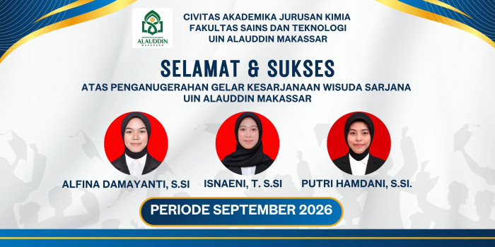 Tiga Mahasiswi Kimia FST UINAM Resmi Sandang Gelar Sarjana pada Wisuda Periode September 2026